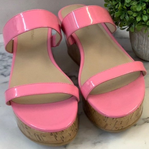 New Stuart Weitzman Pink Cork-like Wedge size 7 - Picture 1 of 6